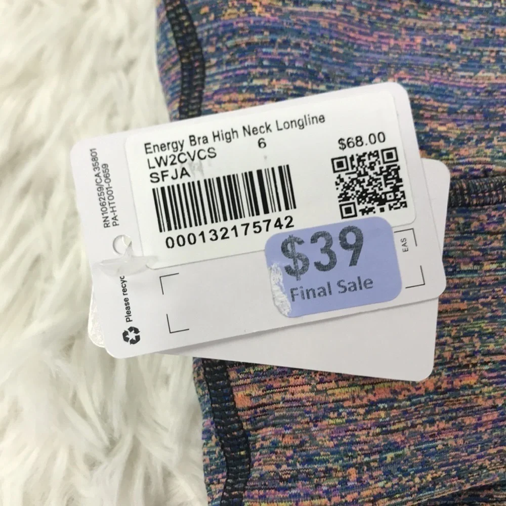 NWT Lululemon Energy Bra High Neck Long Line Spectral Fusion Jacquard Autumn Red
